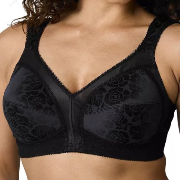 new 40DD Playtex Women's 18 Hour Original Comfort Strap Wirefree Bra in BLACK - Picture 1 of 5